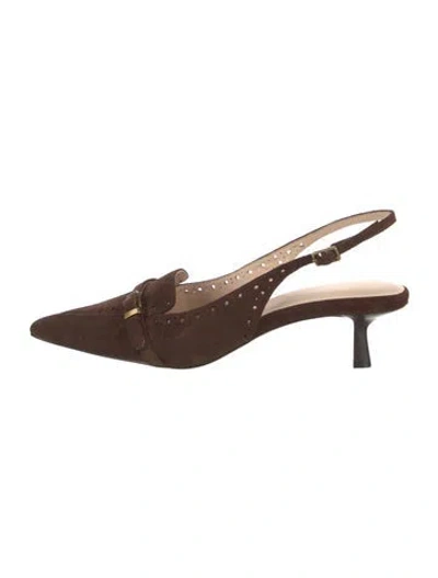 Pre-owned L'agence Suede Slingback Pumps In Brown