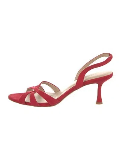 Pre-owned L'agence Suede Slingback Sandals In Red