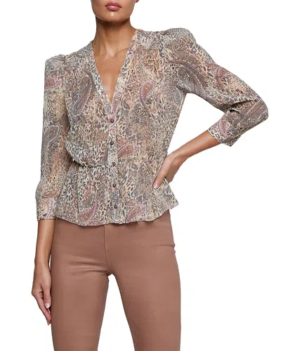 L'agence Suri Puff Sleeve Top In Brown