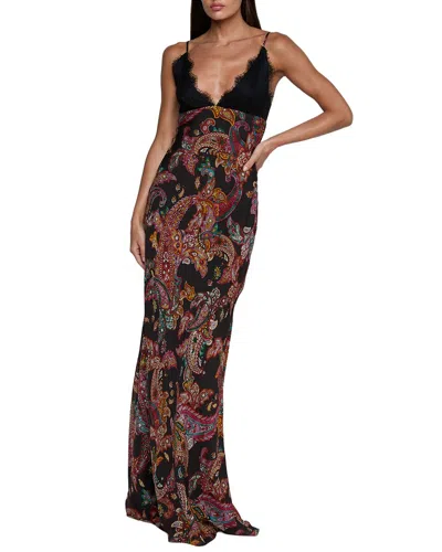 L'agence Susanna Lace Trim Slip Dress In Black