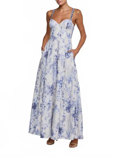 L'agence Sutton Beaded Strap Gown In Blue