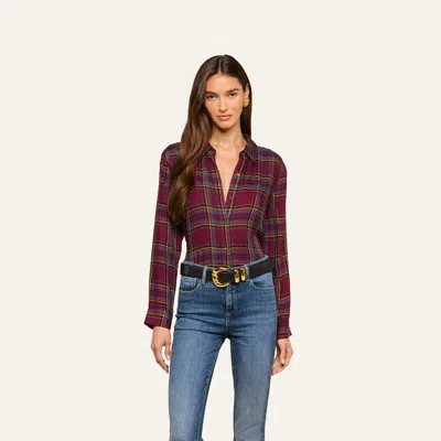 L'agence Suzette Shirt In Dark Plum Multi Plaid