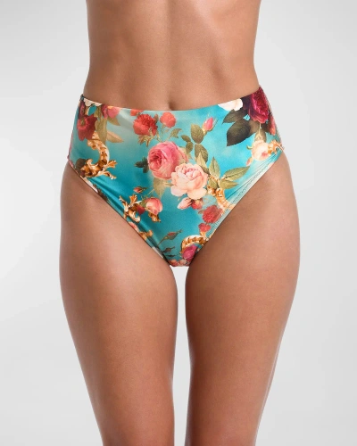 L'agence Swim Vanessa Roses High-waist Bikini Bottoms In Multi