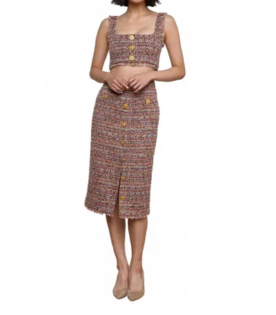 L'agence Tai Midi Skirt In Multicolor In Gold