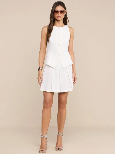 L'agence Tania Pleated Mini Skirt In White