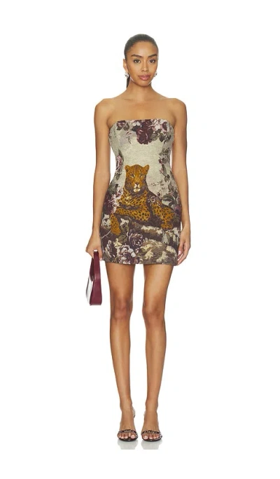 L'agence Tapestry Mini Dress In Multi Leopard