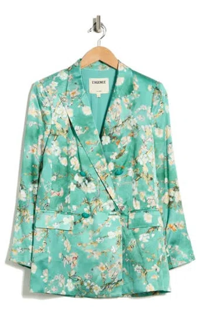 L'agence Taryn Floral Double Breasted Silk Blazer In Multi