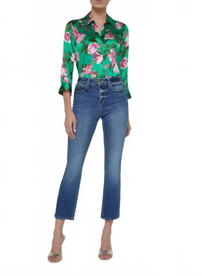 L'agence Tati High Rise Crop Micro Boot Jeans In Alverez In Blue