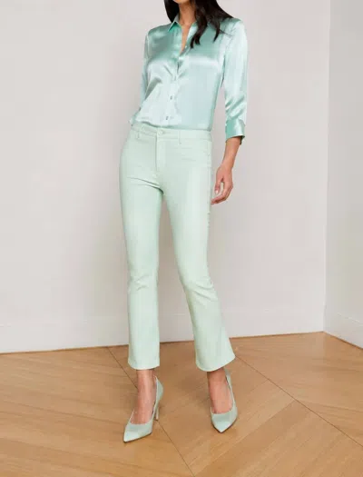 L'agence Tati High Rise Crop Micro Bootcut Jean In Pale Jade In Green
