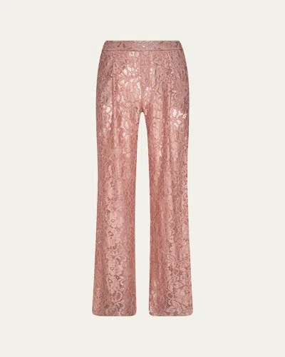L'agence Tavia Floral Lace Trousers In Pink