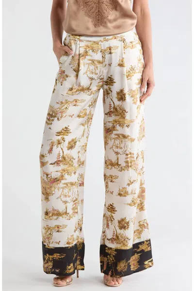 L'agence Tavia Pull On Trouser In Ecru Multi Chinoiserie