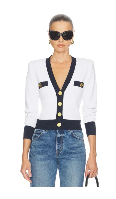 L'agence Taya Cropped Cardigan In White