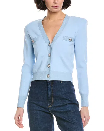 L'agence Taya Cropped V-neck Cardigan In Blue