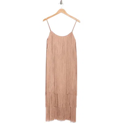 L'agence Taylen Fringe Midi Dress In Pink