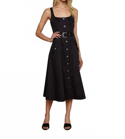 L'agence Tazia Midi Dress In Black In Animal Print