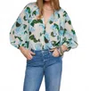 L'agence Teagan Blouse In Ivory/light Blue Hydrangea In Blue