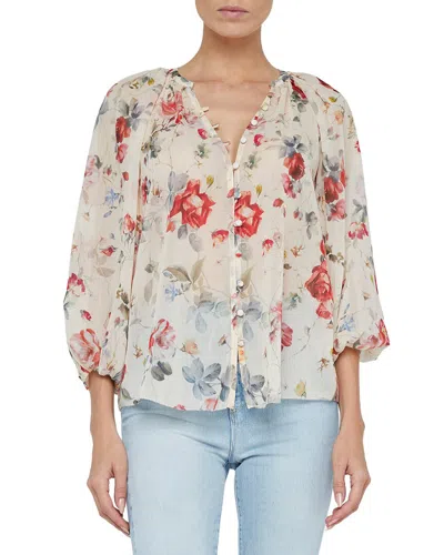 L'agence Lagence Teagan Dolman Sleeve Blouse In Brown