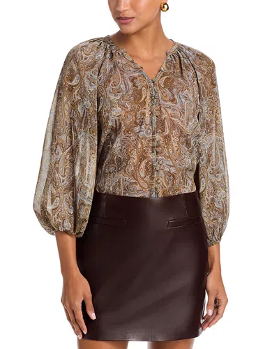 L'agence Teagan Printed Dolman Sleeve Blouse In Brown