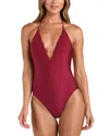 L'agence Terra Shimmer Plunge One Piece Swimsuit In Burgundy