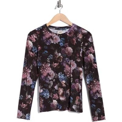 L'agence Tess Print Long Sleeve Jersey Top In Black