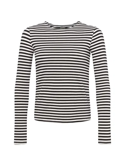 L'agence Tess Striped Long-sleeve Top In Black