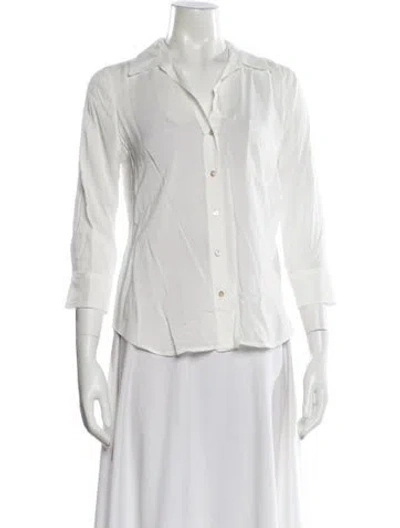 Pre-owned L'agence Three-quarter Sleeve Blouse In White