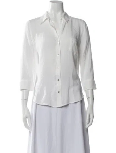 Pre-owned L'agence Three-quarter Sleeve Blouse In White