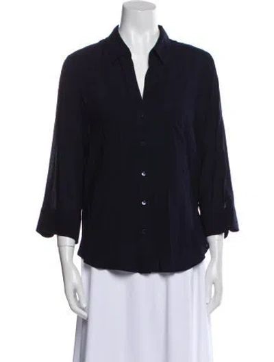 Pre-owned L'agence Three-quarter Sleeve Button-up Top In Black