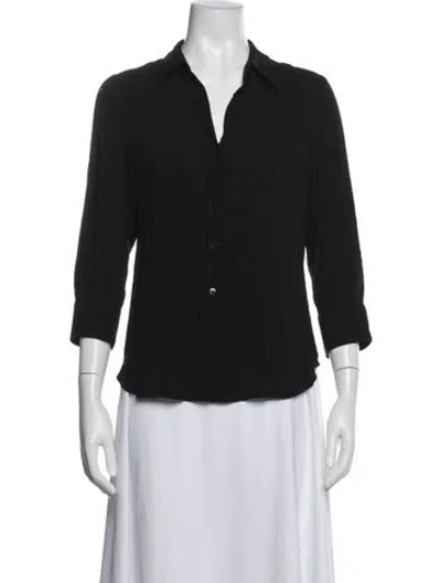 Pre-owned L'agence Three-quarter Sleeve Button-up Top In Blue