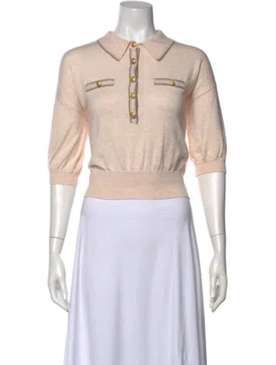 Pre-owned L'agence Three-quarter Sleeve Crop Top In Neutral