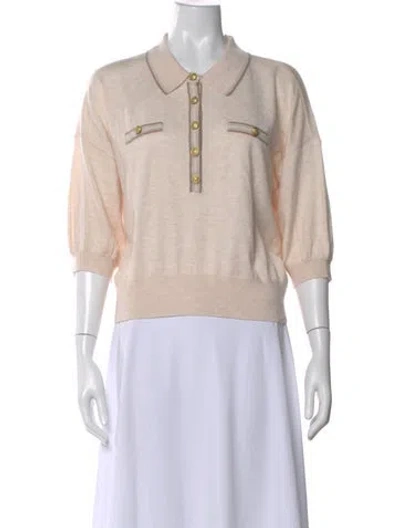 Pre-owned L'agence Three-quarter Sleeve Polo In Neutral
