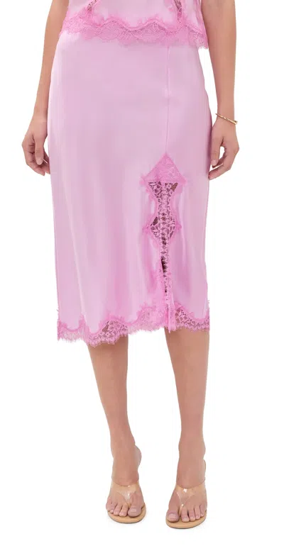 L'agence Tico Lace Midi Skirt Malibu Pink/peony In Purple