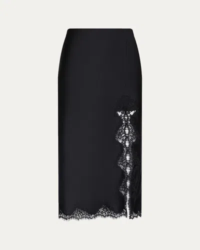 L'agence Tico Lace Silk Midi Skirt In Black