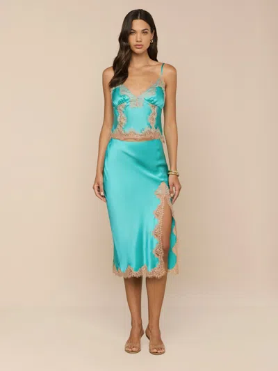 L'agence Tico Silk Lace Skirt In Green