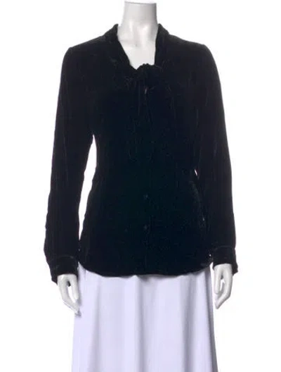 Pre-owned L'agence Tie Neck Long Sleeve Blouse In Black
