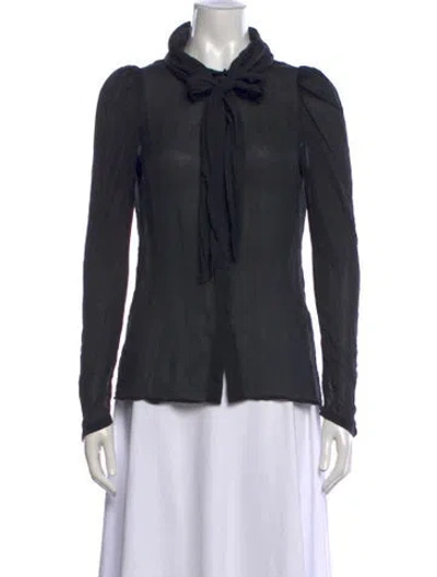 Pre-owned L'agence Tie Neck Long Sleeve Blouse In Black