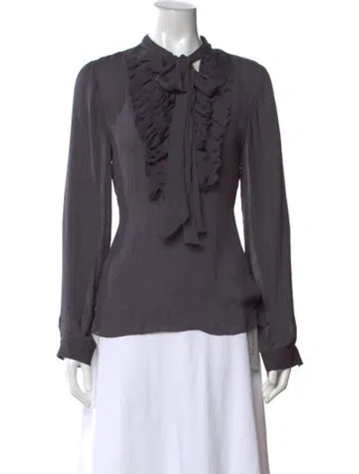 Pre-owned L'agence Tie Neck Long Sleeve Blouse In Gray