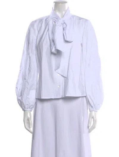 Pre-owned L'agence Tie Neck Long Sleeve Blouse In White