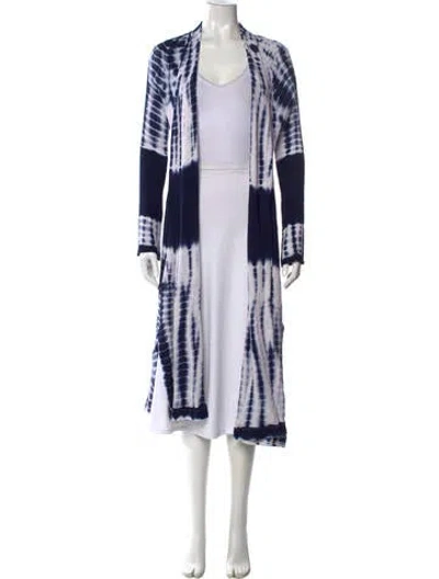 Pre-owned L'agence Tie-dye Print Open Front Sweater In Blue