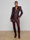 L'agence Tora Leather Blazer Dress In Burgundy