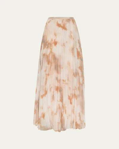L'agence Torin Pleated Maxi Skirt In Frappe Multi Tie Dye