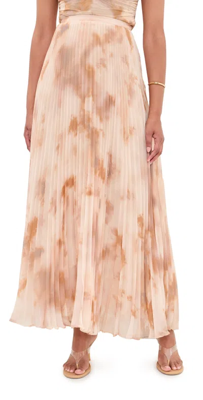 L'agence Torin Pleated Maxi Skirt In Frappe Multi Tie Dye