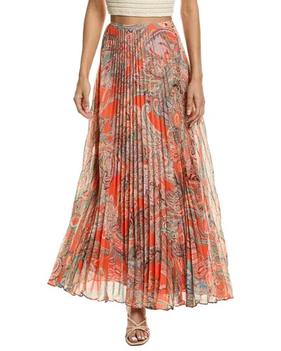 L'agence Torin Pleated Maxi Skirt In Orange