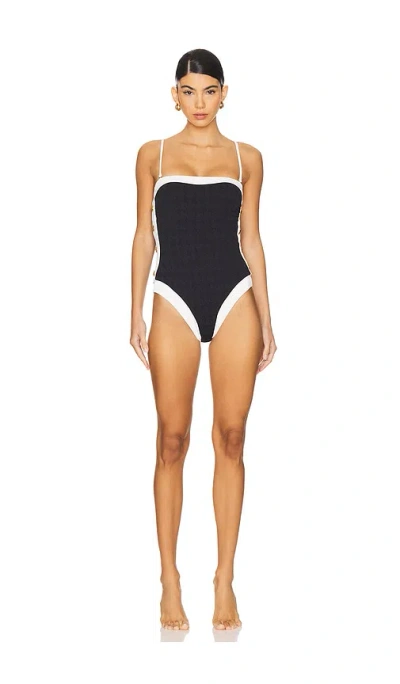 L'agence Tory Colorblock Chic Bandeau One Piece Swimsuit In Black