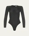 L'agence Trista Stretch Mesh Bodysuit In Black