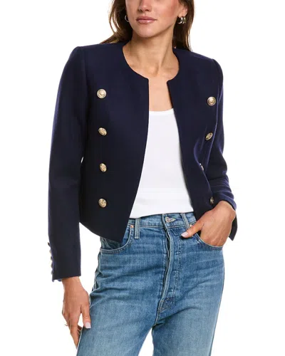 L'agence True Collarless Wool-blend Jacket In Multi