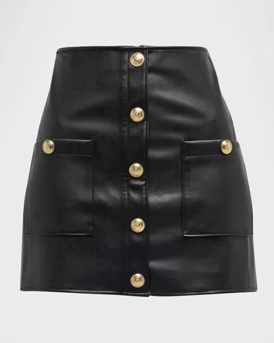 L'agence Truman Vegan Leather Mini Skirt In Black