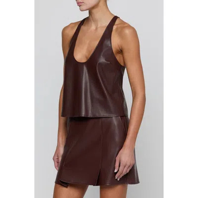 L'agence Tullia Scoop Neck Faux Leather Racerback Tank In Burgundy