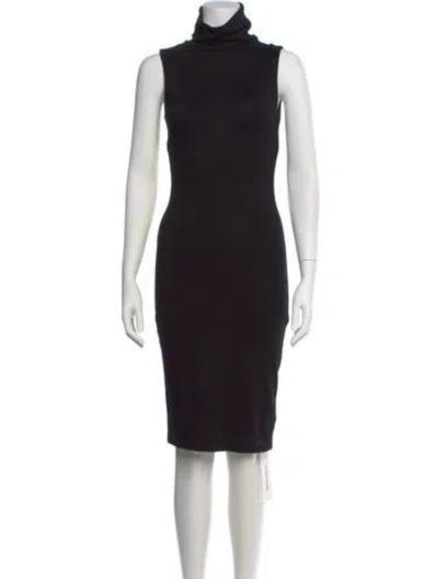 Pre-owned L'agence Turtleneck Knee-length Dress In Black