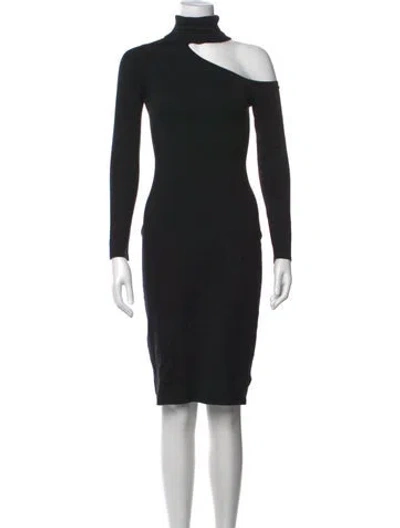 Pre-owned L'agence Turtleneck Knee-length Dress In Black